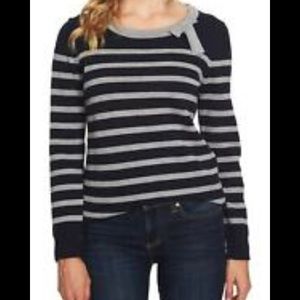 CeCe Navy and Gray sweater with a bow